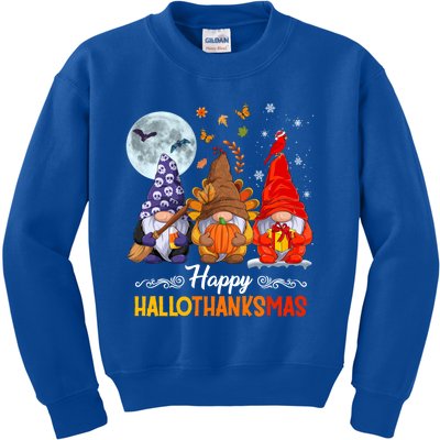 Halloween Thanksgiving Christmas Happy Hallothanksmas Gnomes Funny Gift Kids Sweatshirt