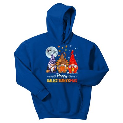 Halloween Thanksgiving Christmas Happy Hallothanksmas Gnomes Funny Gift Kids Hoodie