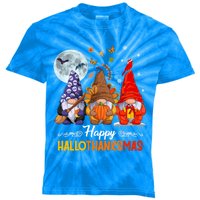 Halloween Thanksgiving Christmas Happy Hallothanksmas Gnomes Funny Gift Kids Tie-Dye T-Shirt