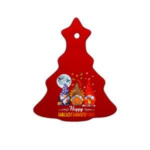 Halloween Thanksgiving Christmas Happy Hallothanksmas Gnomes Funny Gift Ceramic Tree Ornament