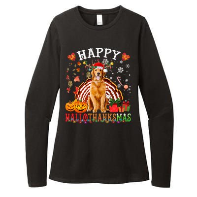 Halloween Thanksgiving Christmas Golden Retriever Xmas Gift Womens CVC Long Sleeve Shirt