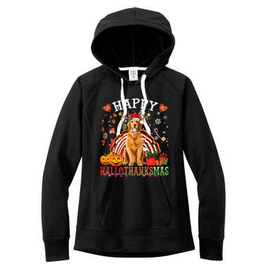 Halloween Thanksgiving Christmas Golden Retriever Xmas Gift Women's Fleece Hoodie