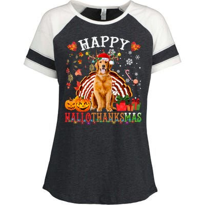 Halloween Thanksgiving Christmas Golden Retriever Xmas Gift Enza Ladies Jersey Colorblock Tee