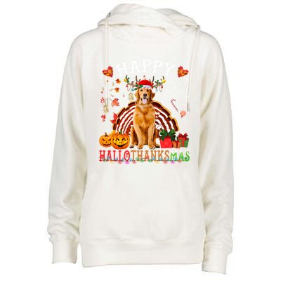 Halloween Thanksgiving Christmas Golden Retriever Xmas Gift Womens Funnel Neck Pullover Hood