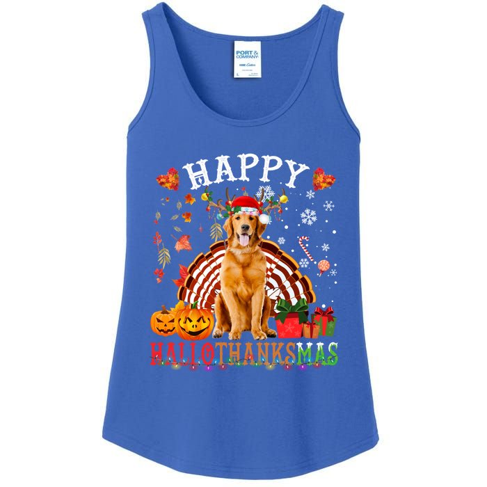 Halloween Thanksgiving Christmas Golden Retriever Xmas Gift Ladies Essential Tank