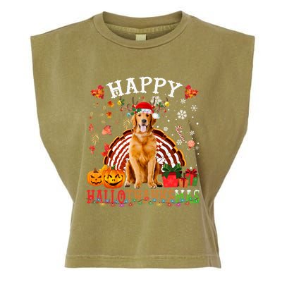 Halloween Thanksgiving Christmas Golden Retriever Xmas Gift Garment-Dyed Women's Muscle Tee