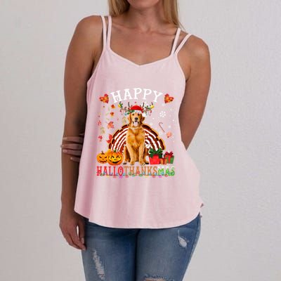 Halloween Thanksgiving Christmas Golden Retriever Xmas Gift Women's Strappy Tank