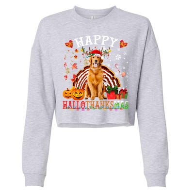 Halloween Thanksgiving Christmas Golden Retriever Xmas Gift Cropped Pullover Crew