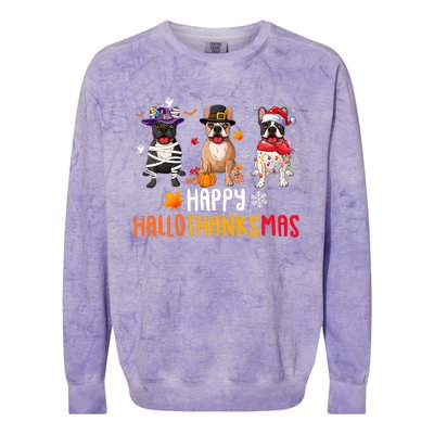 Halloween Thanksgiving Christmas Funny French Bulldog Dogs Colorblast Crewneck Sweatshirt