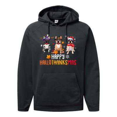 Halloween Thanksgiving Christmas Funny French Bulldog Dogs Performance Fleece Hoodie