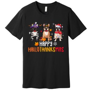 Halloween Thanksgiving Christmas Funny French Bulldog Dogs Premium T-Shirt