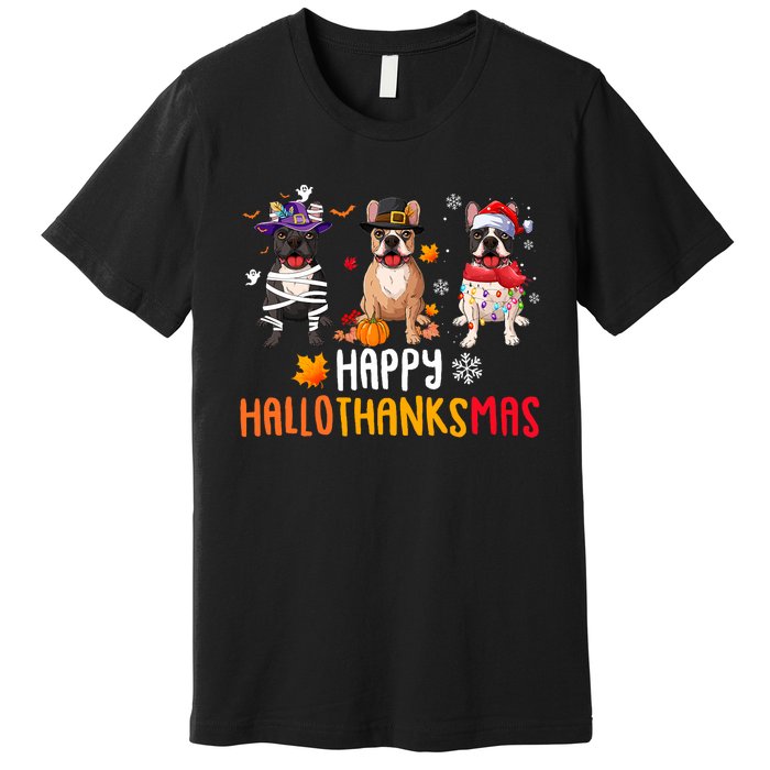 Halloween Thanksgiving Christmas Funny French Bulldog Dogs Premium T-Shirt