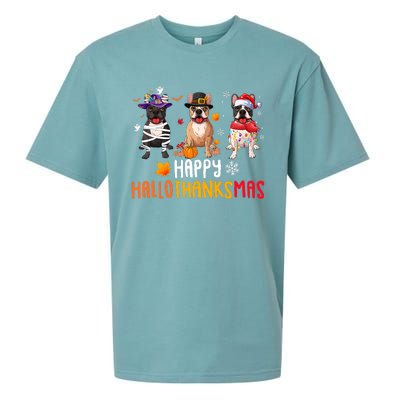 Halloween Thanksgiving Christmas Funny French Bulldog Dogs Sueded Cloud Jersey T-Shirt