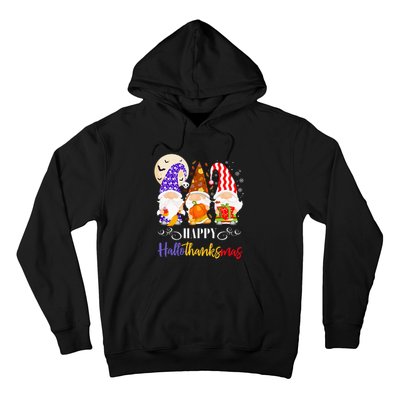 Halloween Thanksgiving Christmas Gnome Happy Hallothanksmas Hoodie