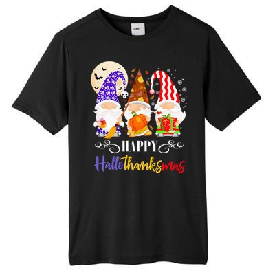 Halloween Thanksgiving Christmas Gnome Happy Hallothanksmas Tall Fusion ChromaSoft Performance T-Shirt