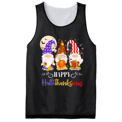 Halloween Thanksgiving Christmas Gnome Happy Hallothanksmas Mesh Reversible Basketball Jersey Tank