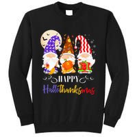 Halloween Thanksgiving Christmas Gnome Happy Hallothanksmas Tall Sweatshirt