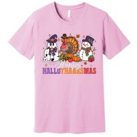 Halloween Thanksgiving Christmas Happy Hallothanksmas Premium T-Shirt