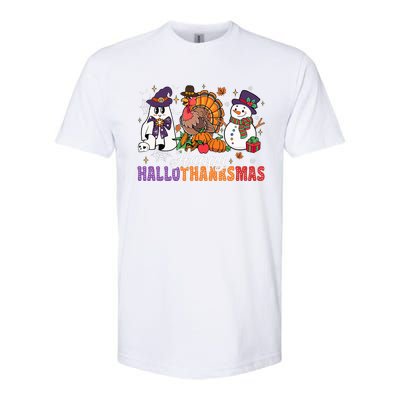 Halloween Thanksgiving Christmas Happy Hallothanksmas Softstyle® CVC T-Shirt