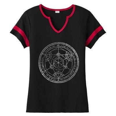 Human Transmutation Circle Silver Grunge Ladies Halftime Notch Neck Tee