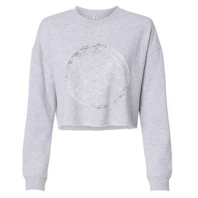 Human Transmutation Circle Silver Grunge Cropped Pullover Crew