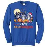 Halloween Thanksgiving Christmas Happy Hallothanksmas Cats Cute Gift Sweatshirt