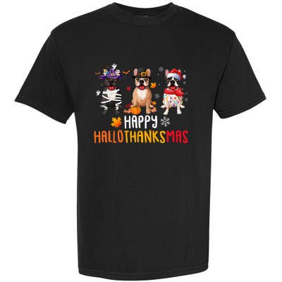 Halloween Thanksgiving Christmas Funny French Bulldog Dogs Garment-Dyed Heavyweight T-Shirt