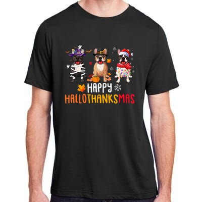 Halloween Thanksgiving Christmas Funny French Bulldog Dogs Adult ChromaSoft Performance T-Shirt