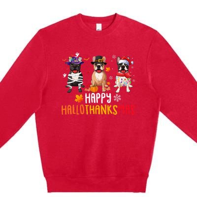 Halloween Thanksgiving Christmas Funny French Bulldog Dogs Premium Crewneck Sweatshirt