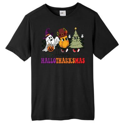 Halloween Thanksgiving Christmas Halloween Thanksgivi Happy Hallothanksmas Tall Fusion ChromaSoft Performance T-Shirt