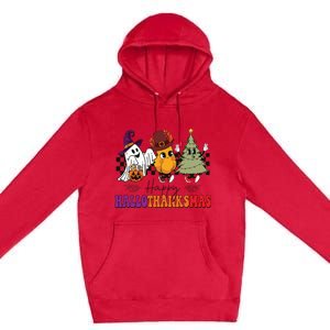 Halloween Thanksgiving Christmas Halloween Thanksgivi Happy Hallothanksmas Premium Pullover Hoodie