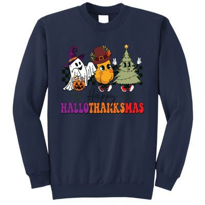 Halloween Thanksgiving Christmas Halloween Thanksgivi Happy Hallothanksmas Sweatshirt