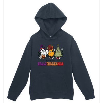 Halloween Thanksgiving Christmas Halloween Thanksgivi Happy Hallothanksmas Urban Pullover Hoodie