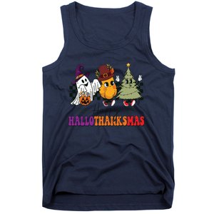 Halloween Thanksgiving Christmas Halloween Thanksgivi Happy Hallothanksmas Tank Top