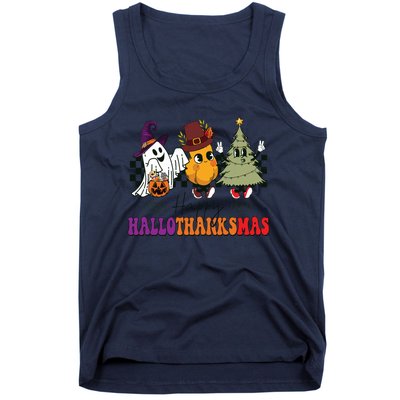 Halloween Thanksgiving Christmas Halloween Thanksgivi Happy Hallothanksmas Tank Top