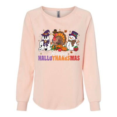 Halloween Thanksgiving Christmas Happy Hallothanksmas Womens California Wash Sweatshirt