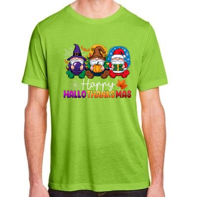 Halloween Thanksgiving Christmas Happy Hallothanksmas Gnomes Adult ChromaSoft Performance T-Shirt