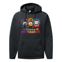 Halloween Thanksgiving Christmas Happy Hallothanksmas Gnomes Performance Fleece Hoodie