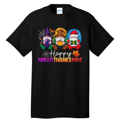 Halloween Thanksgiving Christmas Happy Hallothanksmas Gnomes Tall T-Shirt