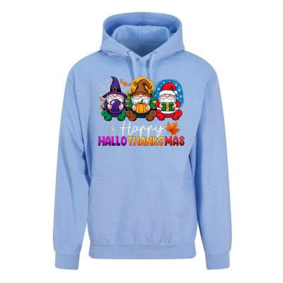 Halloween Thanksgiving Christmas Happy Hallothanksmas Gnomes Unisex Surf Hoodie