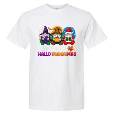 Halloween Thanksgiving Christmas Happy Hallothanksmas Gnomes Garment-Dyed Heavyweight T-Shirt