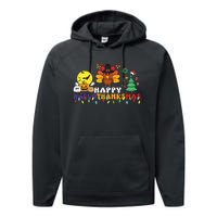 Halloween Thanksgiving Christmas Turkey Happy Hallothanksmas Performance Fleece Hoodie