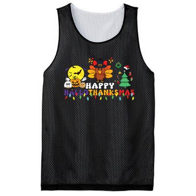 Halloween Thanksgiving Christmas Turkey Happy Hallothanksmas Mesh Reversible Basketball Jersey Tank