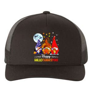 Halloween Thanksgiving Christmas Happy Hallothanksmas Gnomes Yupoong Adult 5-Panel Trucker Hat