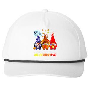 Halloween Thanksgiving Christmas Happy Hallothanksmas Gnomes Snapback Five-Panel Rope Hat