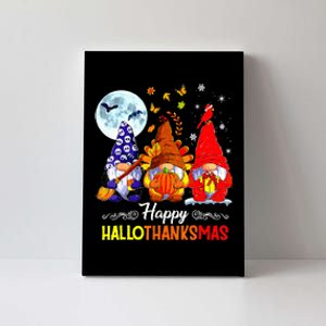 Halloween Thanksgiving Christmas Happy Hallothanksmas Gnomes Canvas