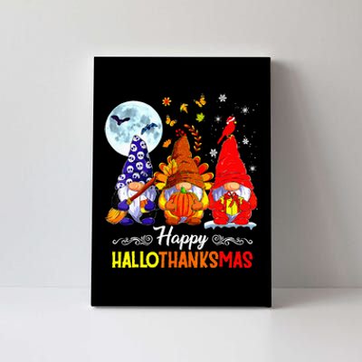 Halloween Thanksgiving Christmas Happy Hallothanksmas Gnomes Canvas