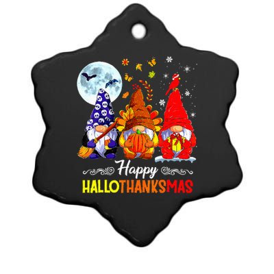 Halloween Thanksgiving Christmas Happy Hallothanksmas Gnomes Ceramic Star Ornament