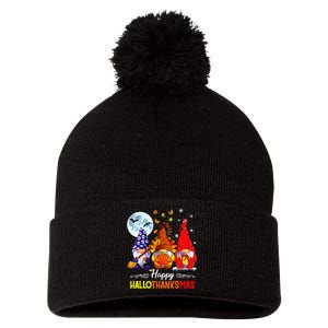 Halloween Thanksgiving Christmas Happy Hallothanksmas Gnomes Pom Pom 12in Knit Beanie