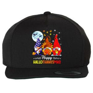 Halloween Thanksgiving Christmas Happy Hallothanksmas Gnomes Wool Snapback Cap